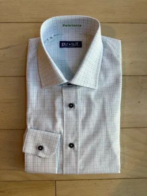 Pelotonia White with Blue and Green Check Premium Shirt