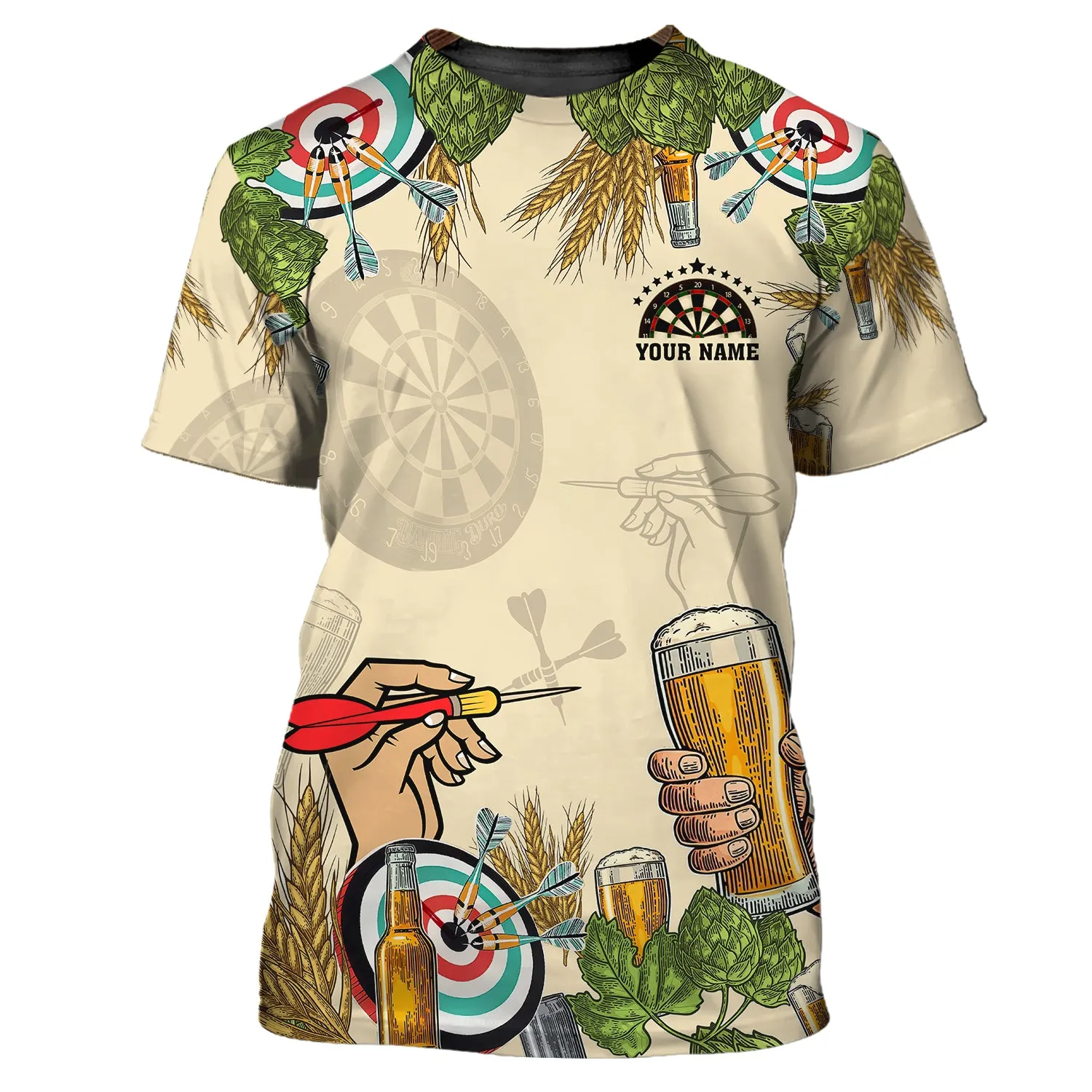 Personalized Name Darts And Beer, That's Why I'm Here 3D Printed Shirts