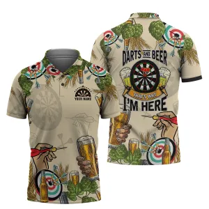 Personalized Name Darts And Beer, That's Why I'm Here 3D Printed Shirts