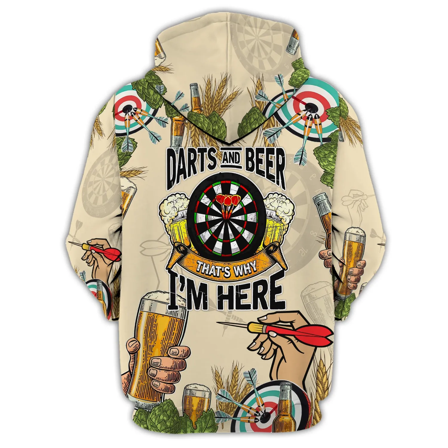 Personalized Name Darts And Beer, That's Why I'm Here 3D Printed Shirts