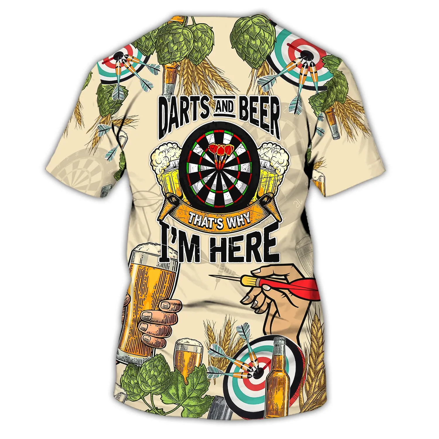 Personalized Name Darts And Beer, That's Why I'm Here 3D Printed Shirts