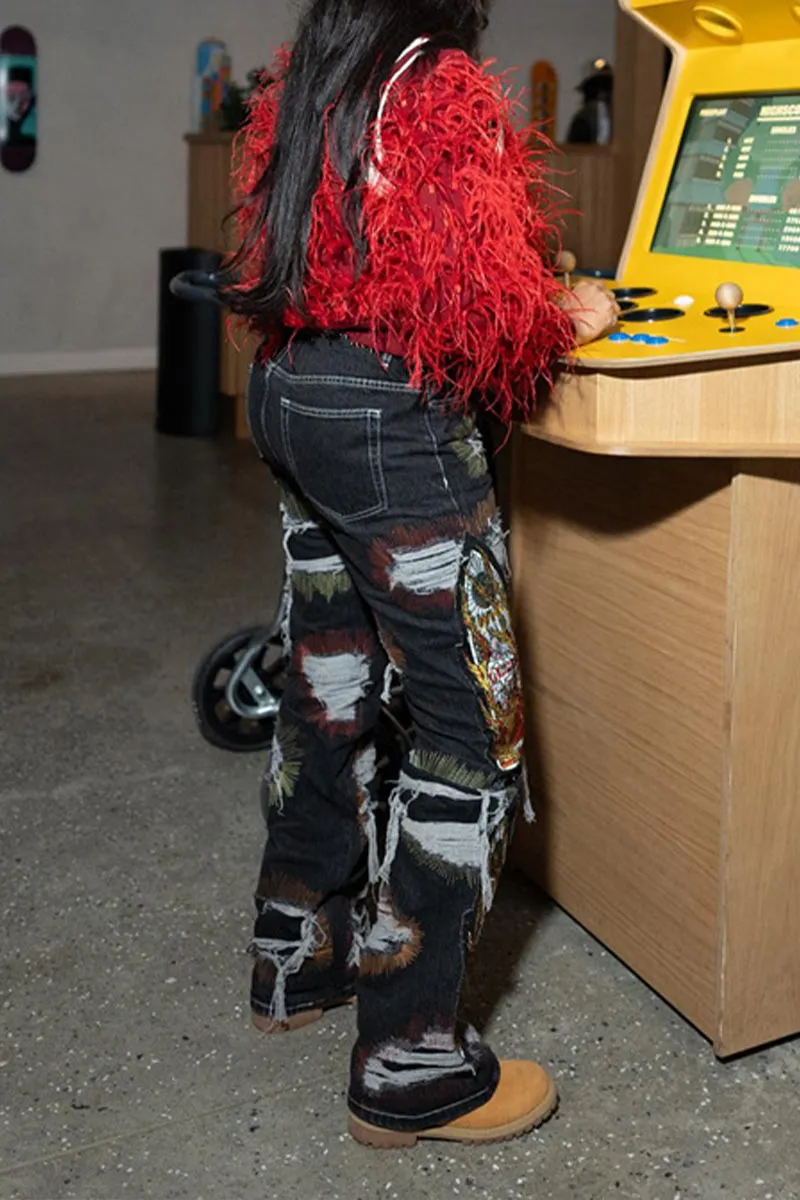 PL0088 Graphic Embroidery Jeans