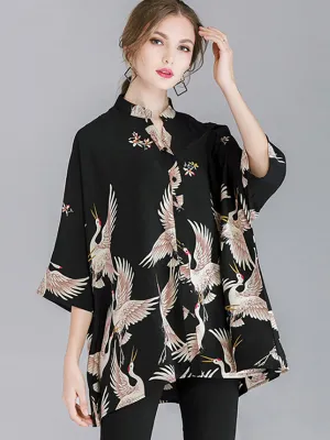 Plus Size Women Fashion Animal Prints Loose Shirt