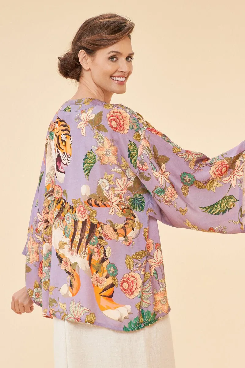 Powder Prancing Tiger Kimono Jacket