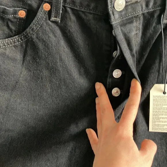 Premium Levi’s 501 black tapered leg slim jeans New button fly