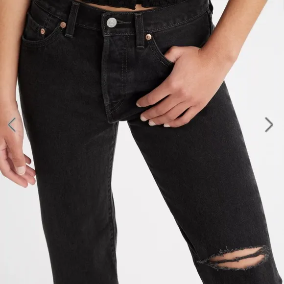 Premium Levi’s 501 black tapered leg slim jeans New button fly
