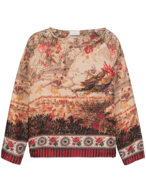 Printed silk blouse