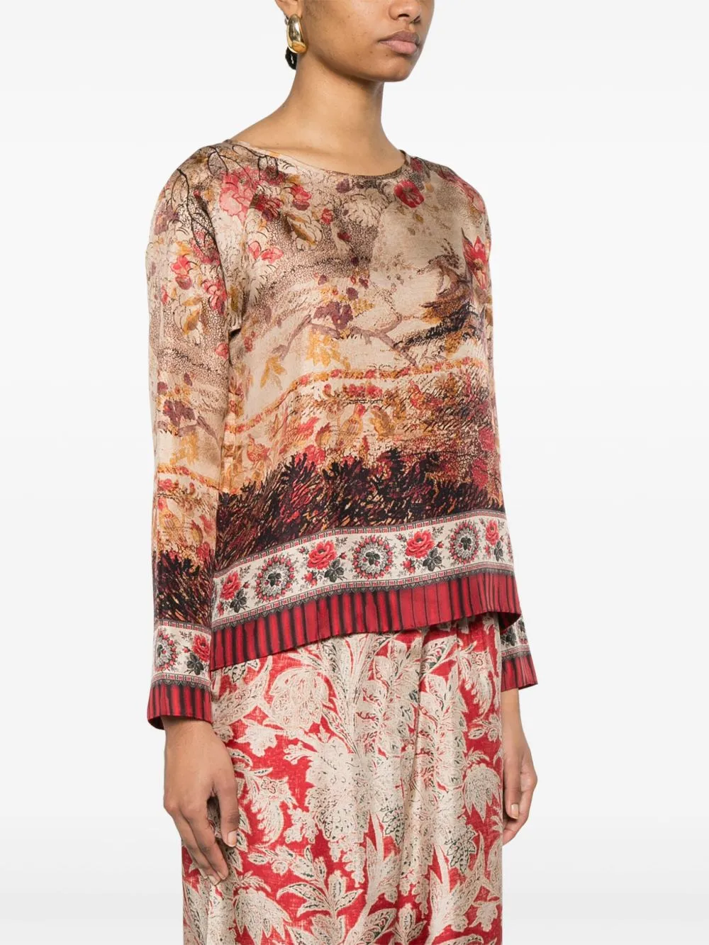 Printed silk blouse