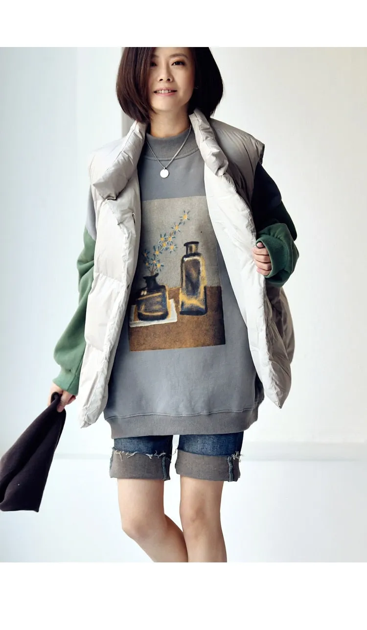 printing  loose  High collar  Add fluff  Fleece female