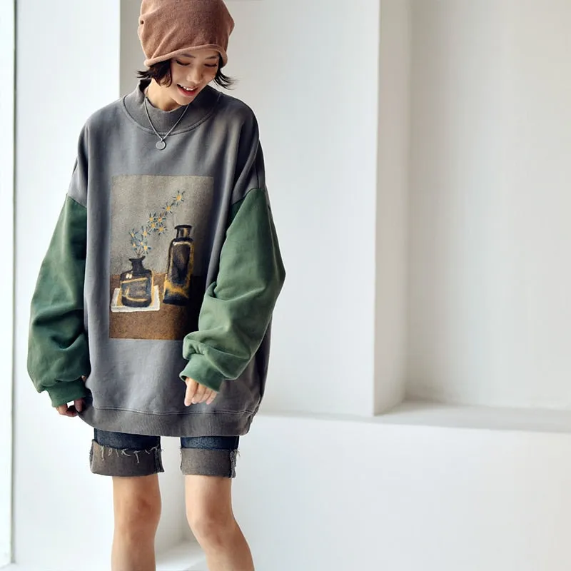 printing  loose  High collar  Add fluff  Fleece female