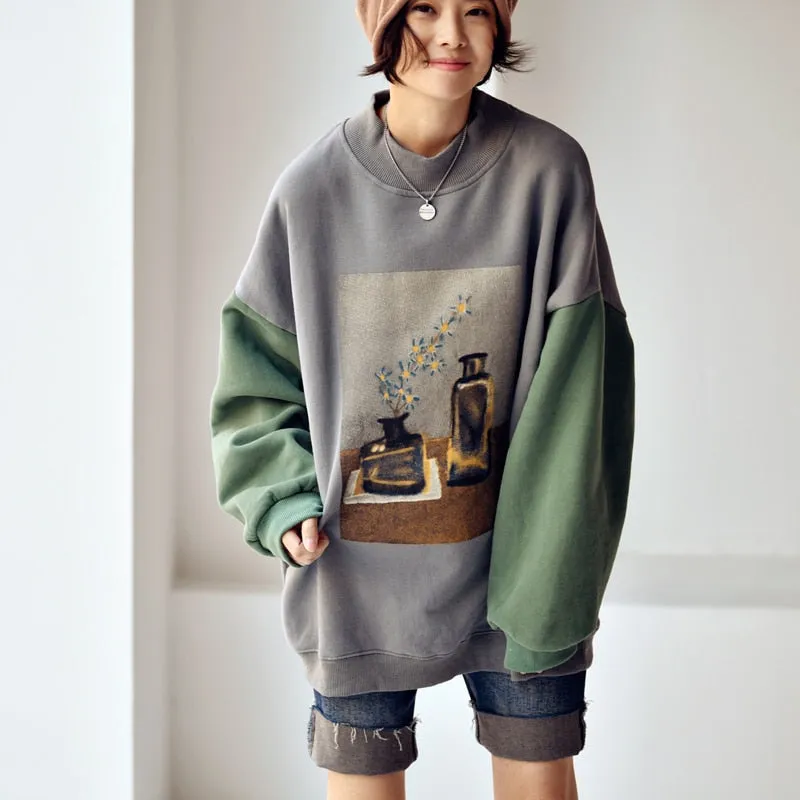 printing  loose  High collar  Add fluff  Fleece female