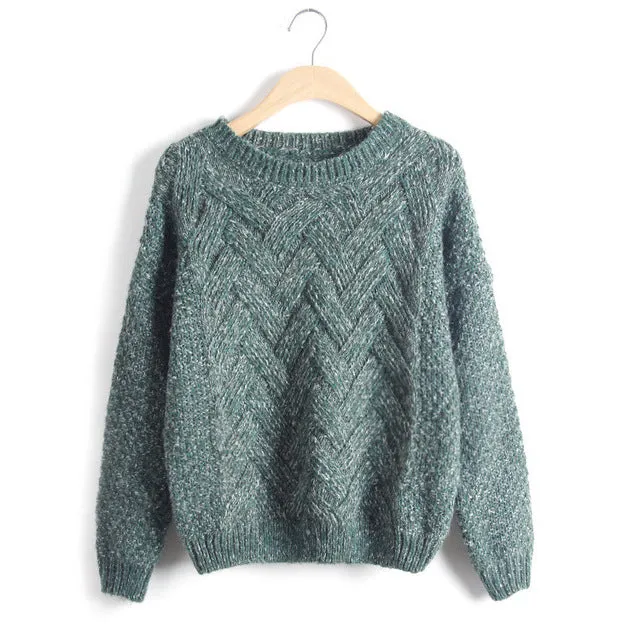 Pull Femme 2018 Autumn Winter Women Sweaters And Pullovers Plaid Thick Knitting Mohair Sweater Female Loose Variegated LMY12