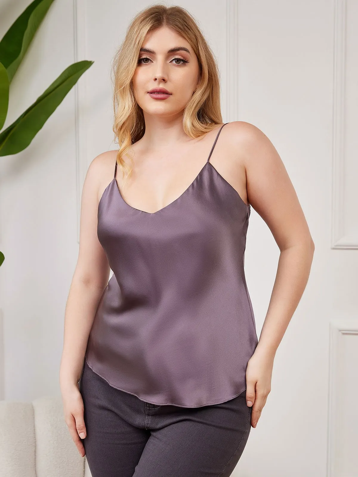 Pure Zijde Spaghetti Top Plus Size