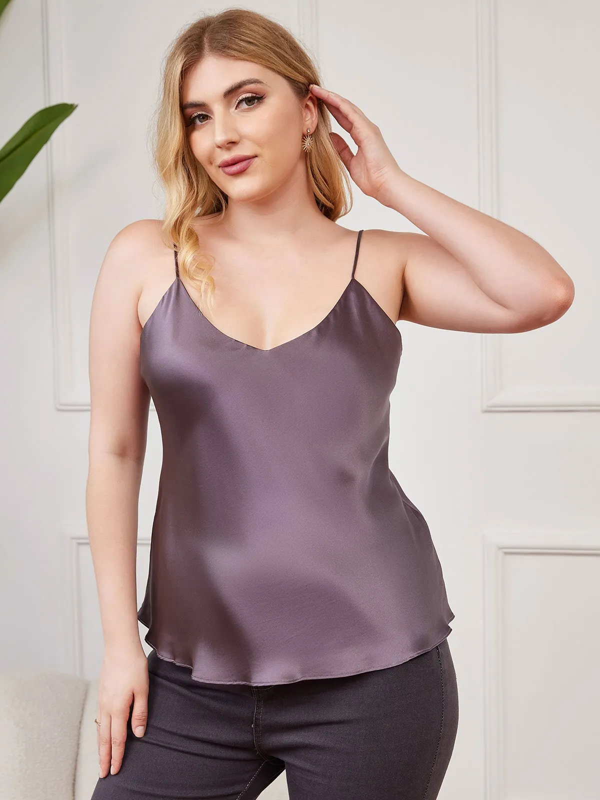 Pure Zijde Spaghetti Top Plus Size