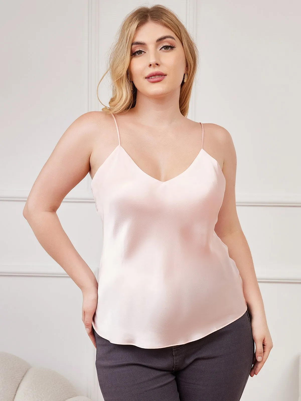Pure Zijde Spaghetti Top Plus Size