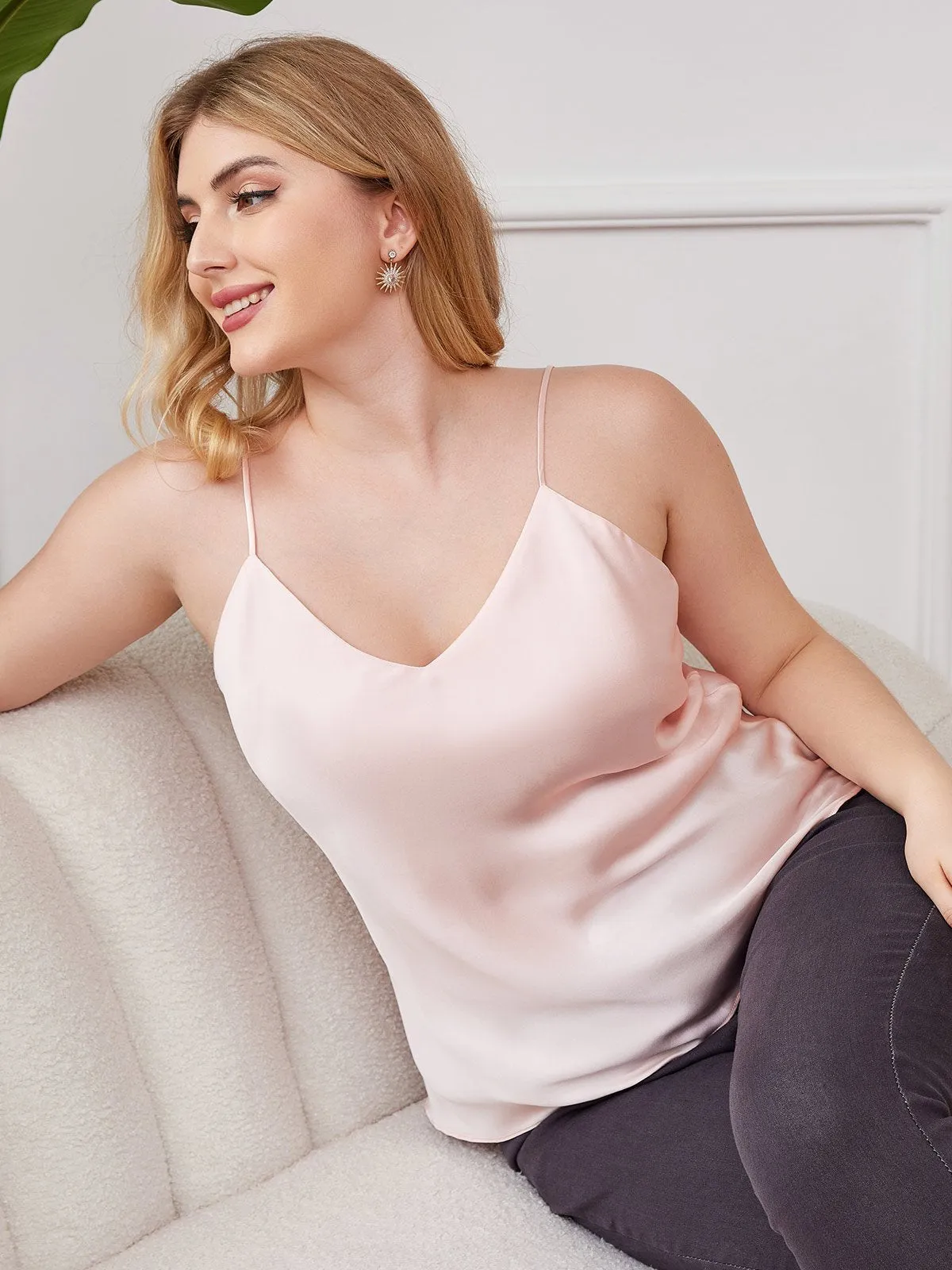 Pure Zijde Spaghetti Top Plus Size