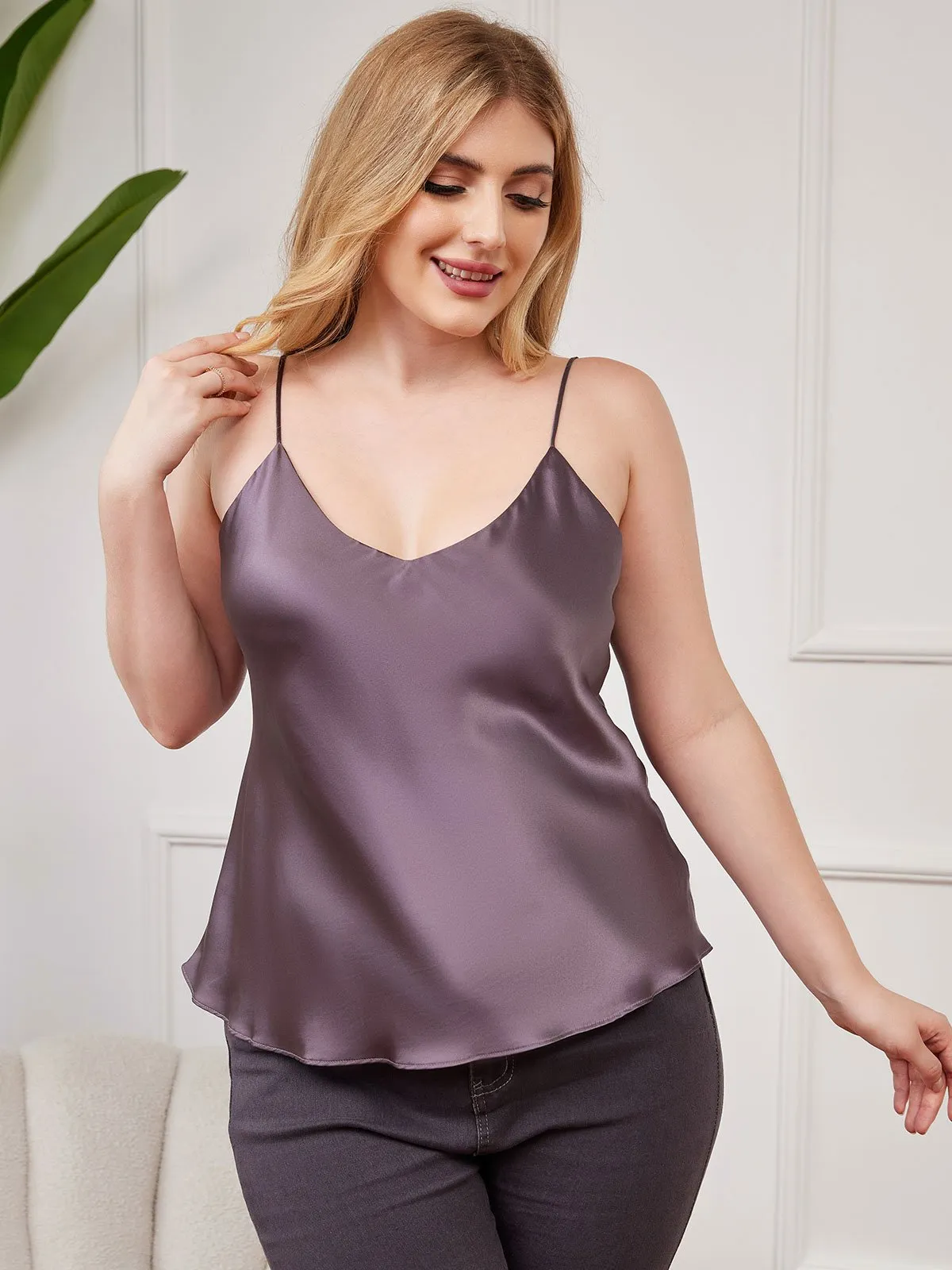 Pure Zijde Spaghetti Top Plus Size