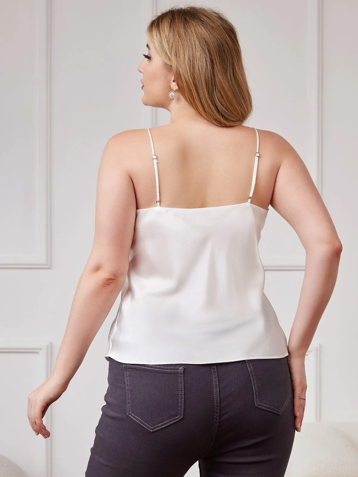Pure Zijde Spaghetti Top Plus Size