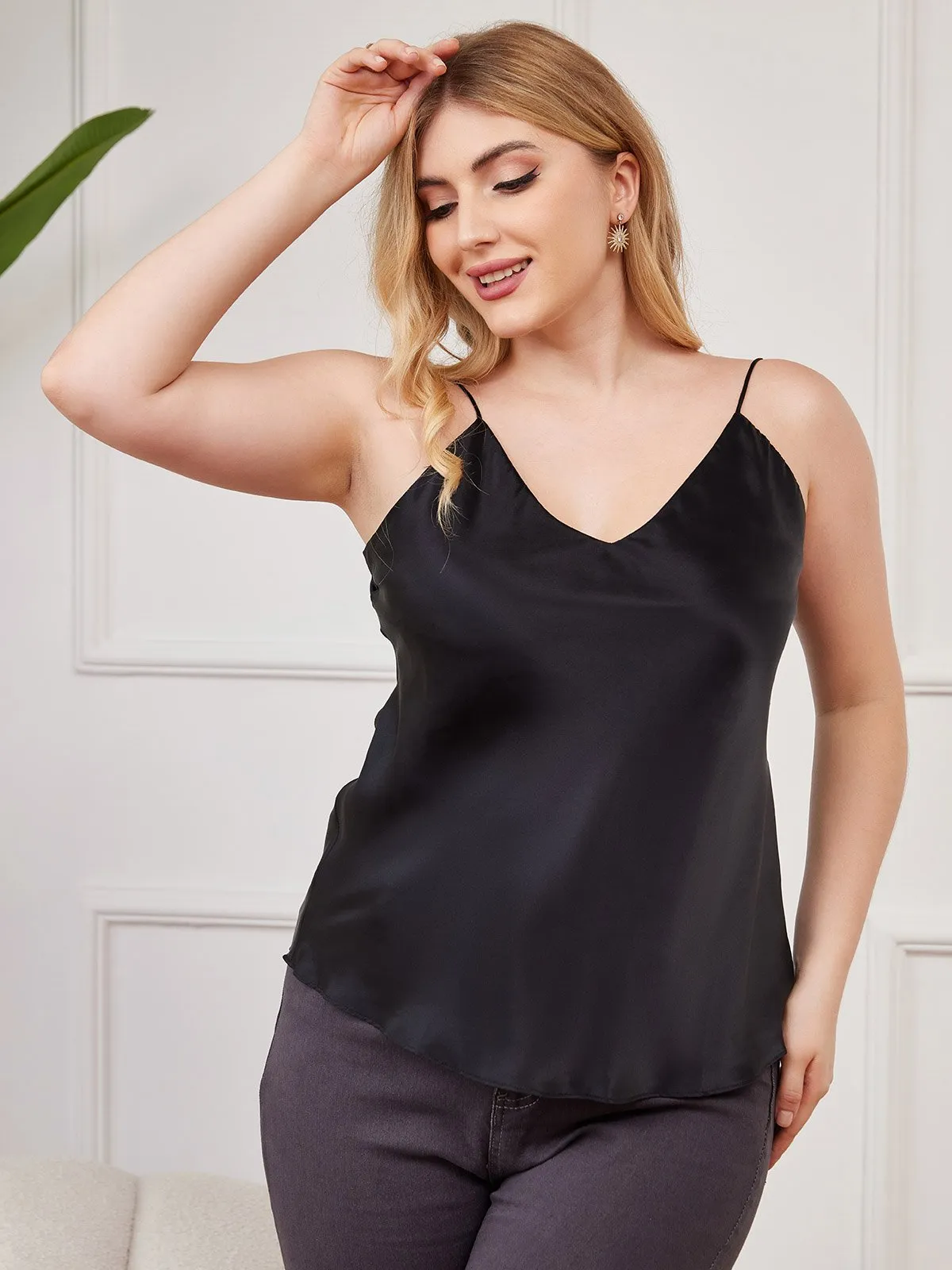 Pure Zijde Spaghetti Top Plus Size