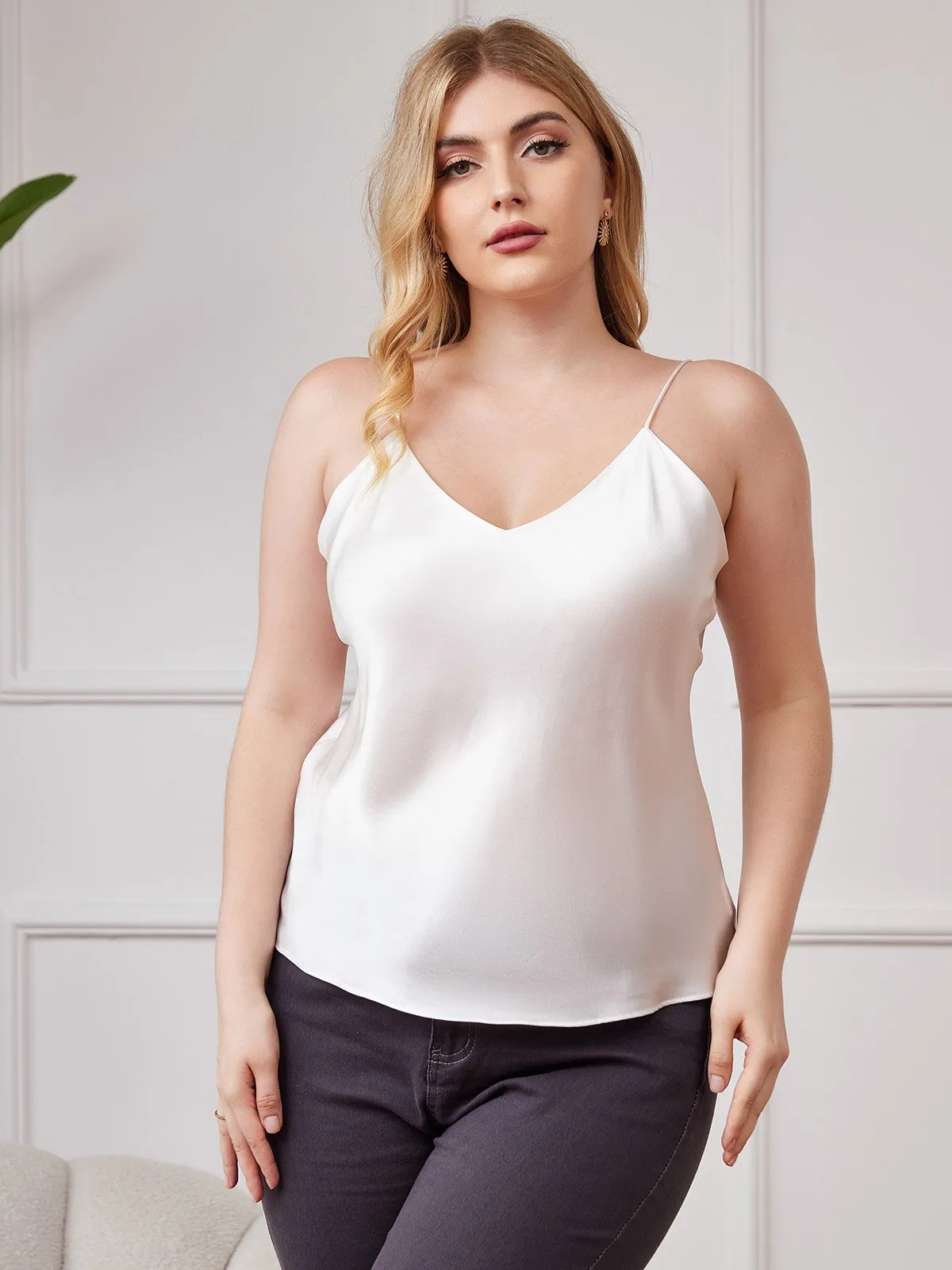 Pure Zijde Spaghetti Top Plus Size