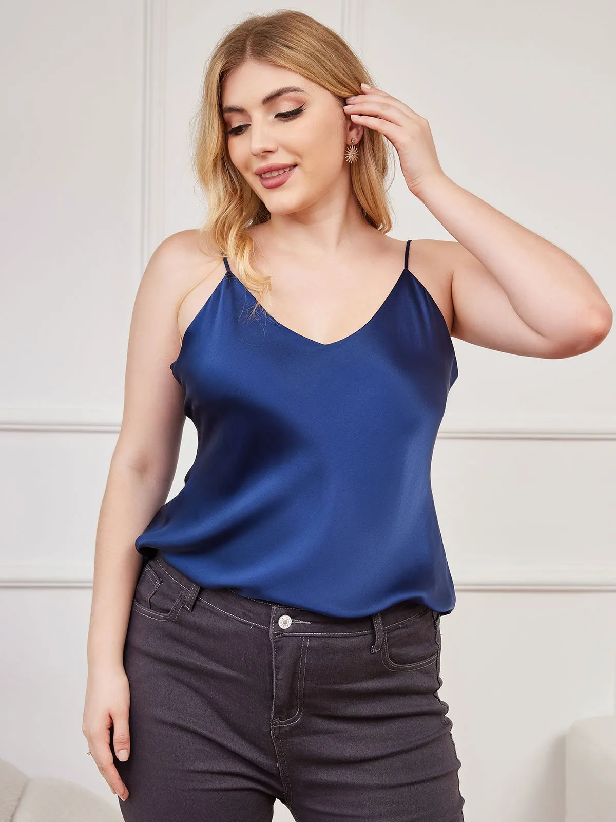 Pure Zijde Spaghetti Top Plus Size