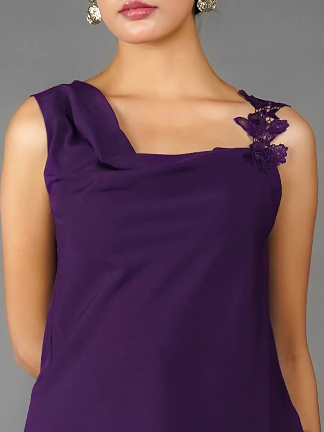 Purple Solid Lace Top