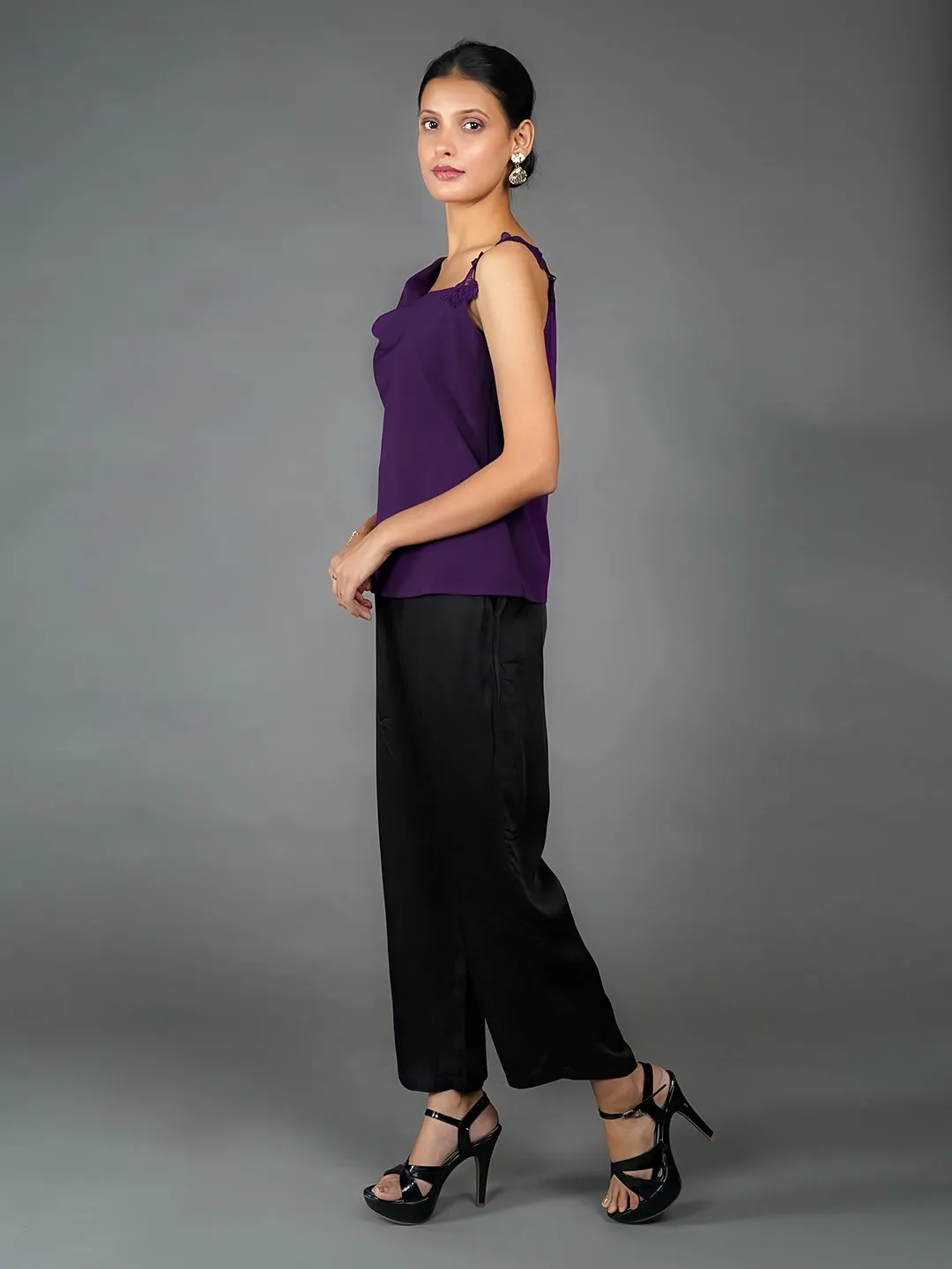 Purple Solid Lace Top