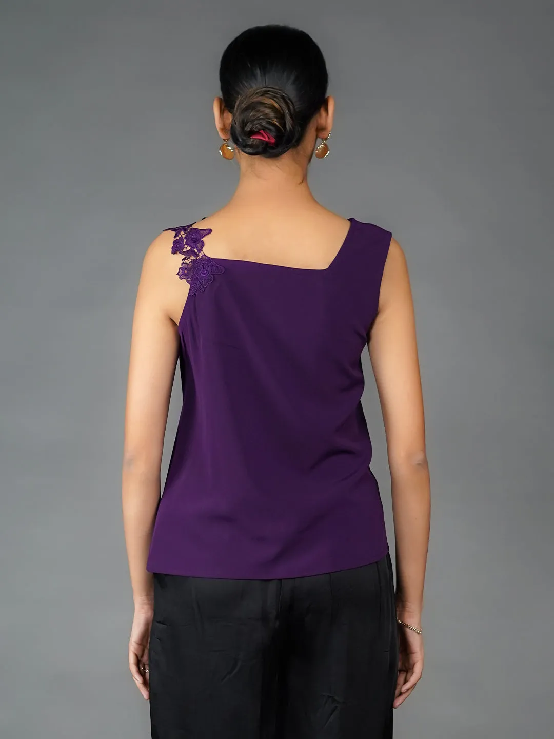 Purple Solid Lace Top