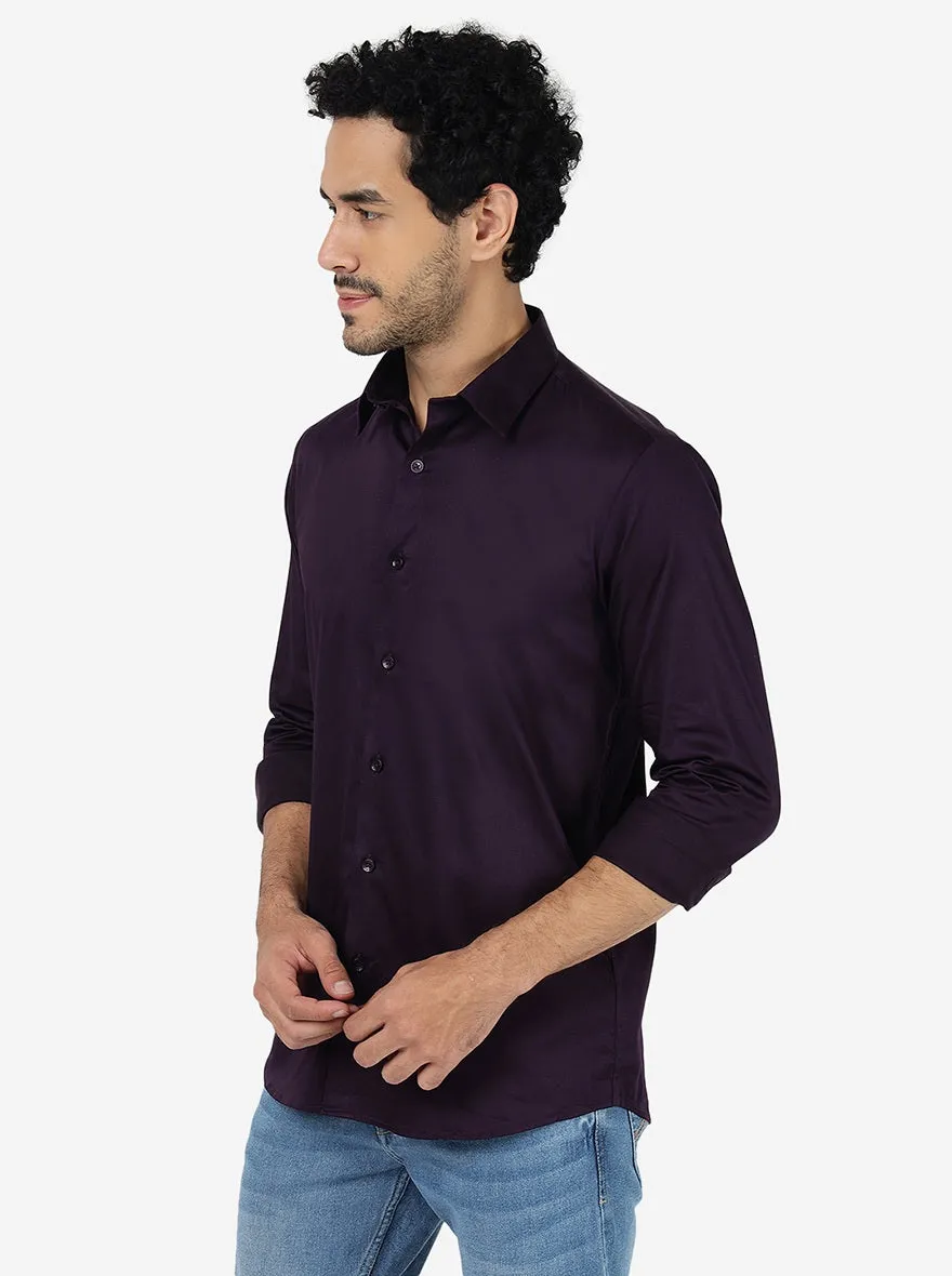 Purple Solid Slim Fit Casual Shirt | JadeBlue
