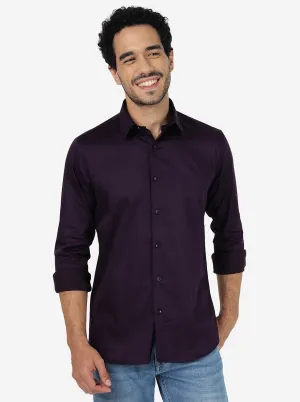 Purple Solid Slim Fit Casual Shirt | JadeBlue