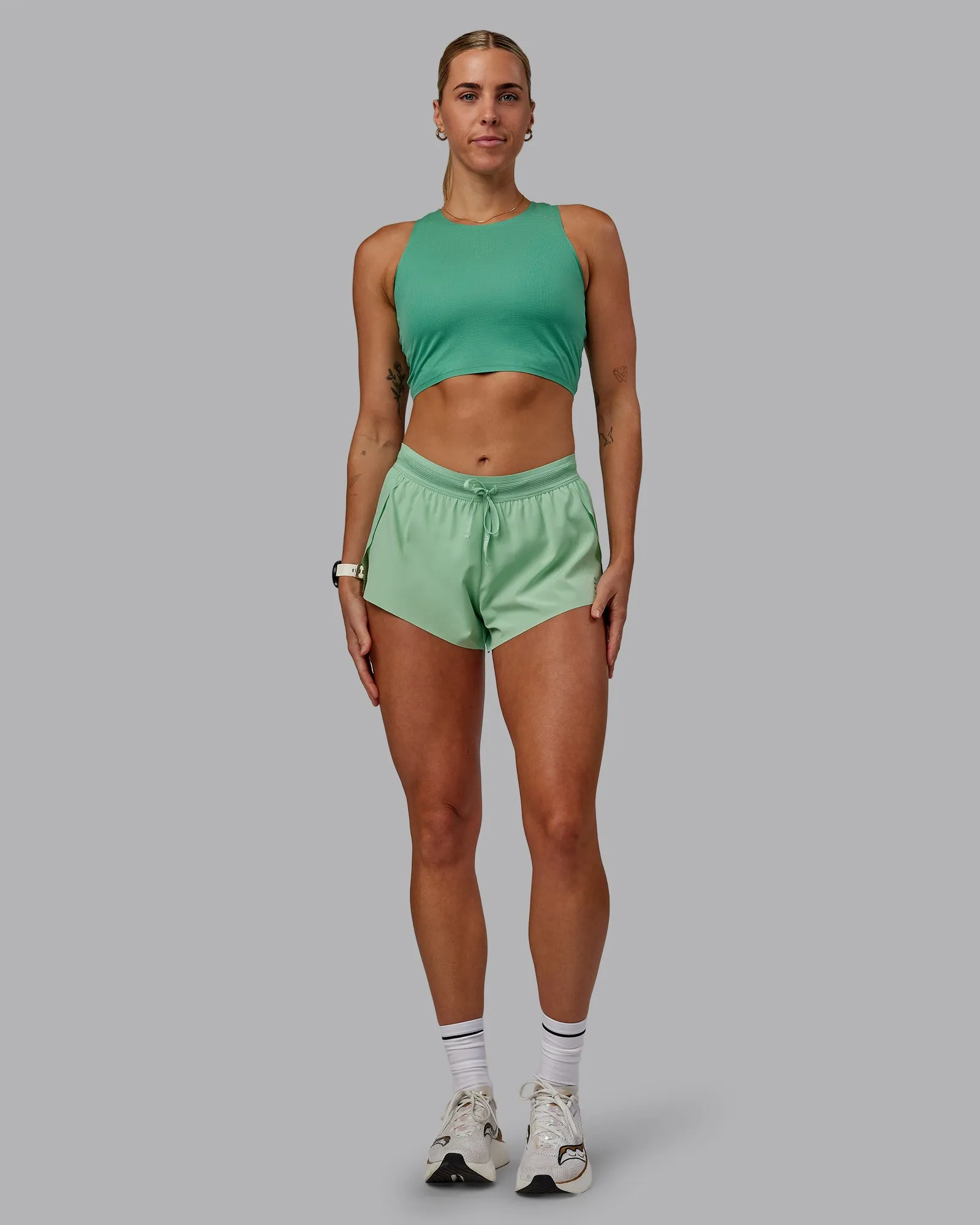 Race Day Cropped Performance Tank - Mystic Green-Surreal Green