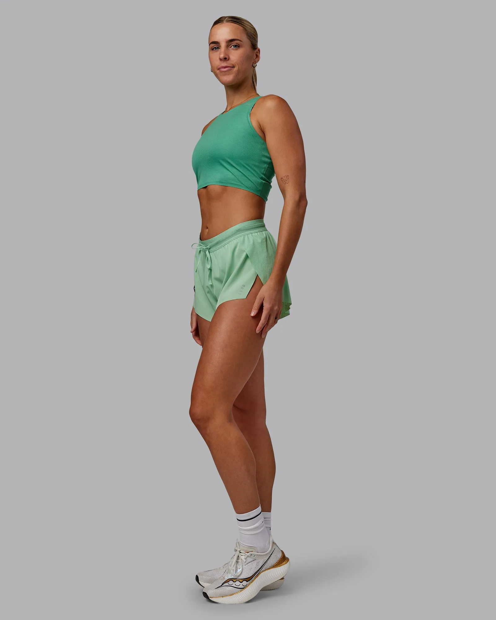 Race Day Cropped Performance Tank - Mystic Green-Surreal Green