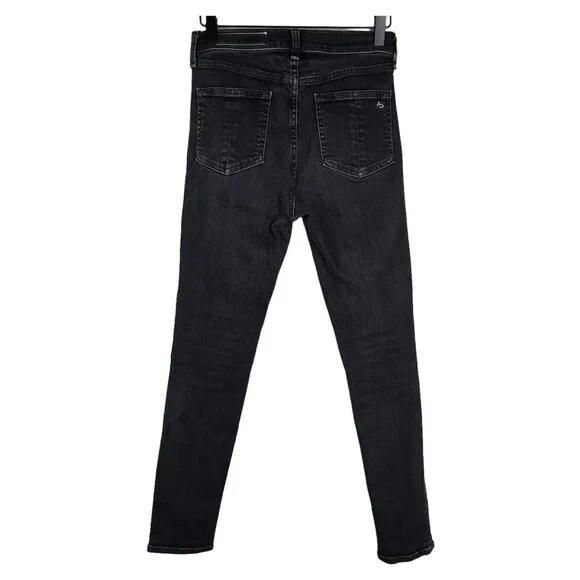 Rag &amp; Bone High Rise Skinny Ankle Jeans Washed Black Size 26
