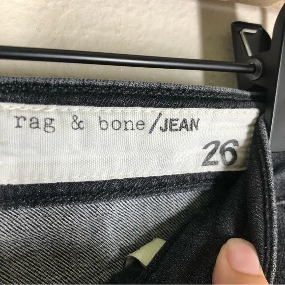Rag &amp; Bone High Rise Skinny Ankle Jeans Washed Black Size 26