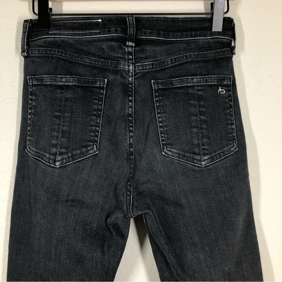 Rag &amp; Bone High Rise Skinny Ankle Jeans Washed Black Size 26