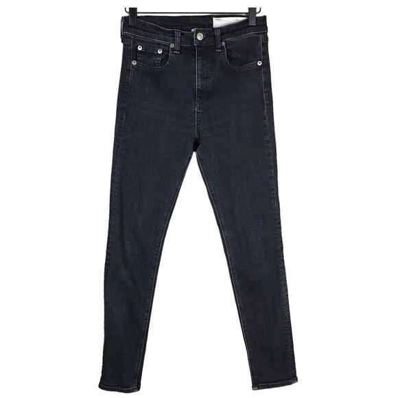 Rag &amp; Bone High Rise Skinny Ankle Jeans Washed Black Size 26
