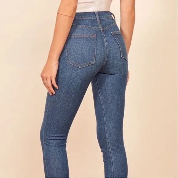 Reformation Serena High Waist Skinny Ankle Jeans in Cannes Medium Wash Size 26