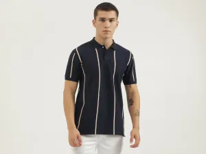Regular Fit Polo Neck Striped T-shirts