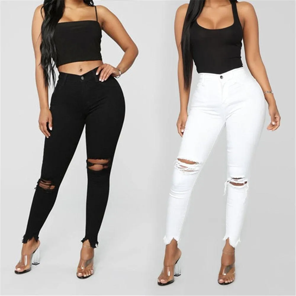 Ripped Jeans For women Slim denim Jeans Casual Skinny pencil pants