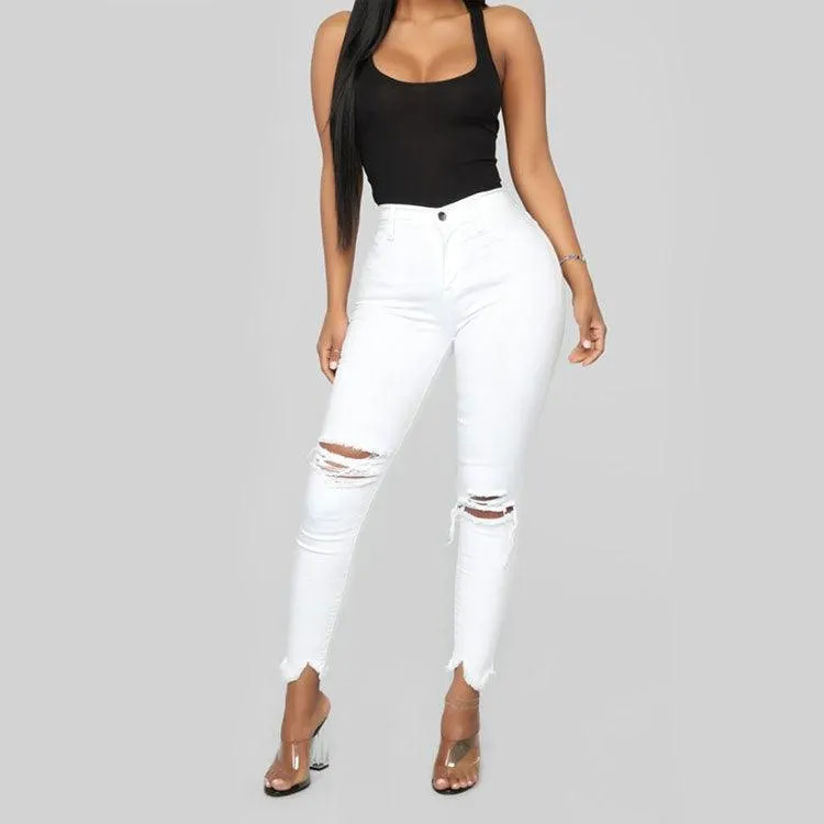 Ripped Jeans For women Slim denim Jeans Casual Skinny pencil pants