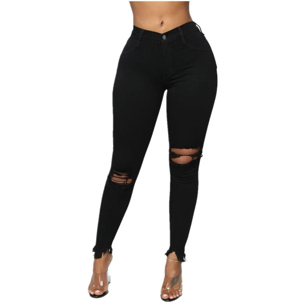 Ripped Jeans For women Slim denim Jeans Casual Skinny pencil pants