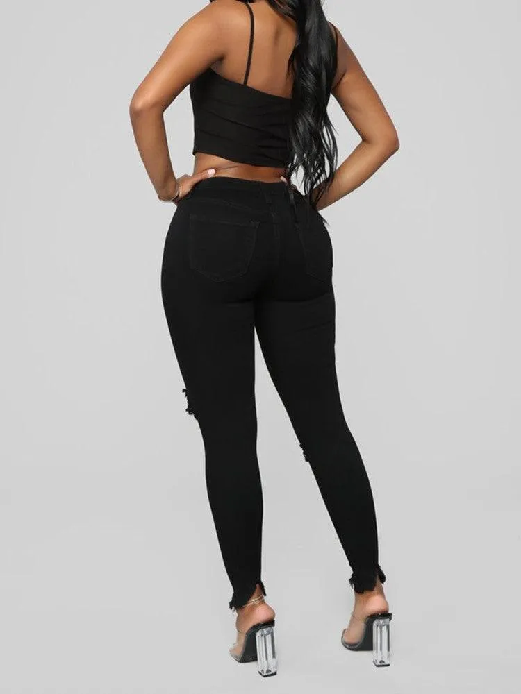 Ripped Jeans For women Slim denim Jeans Casual Skinny pencil pants