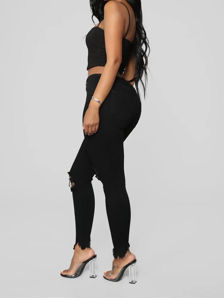 Ripped Jeans For women Slim denim Jeans Casual Skinny pencil pants