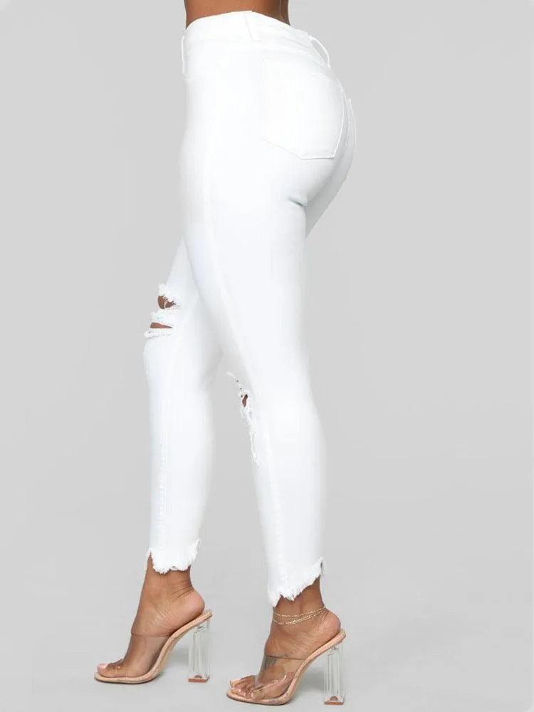 Ripped Jeans For women Slim denim Jeans Casual Skinny pencil pants