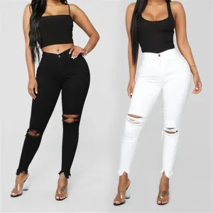 Ripped Jeans For women Slim denim Jeans Casual Skinny pencil pants