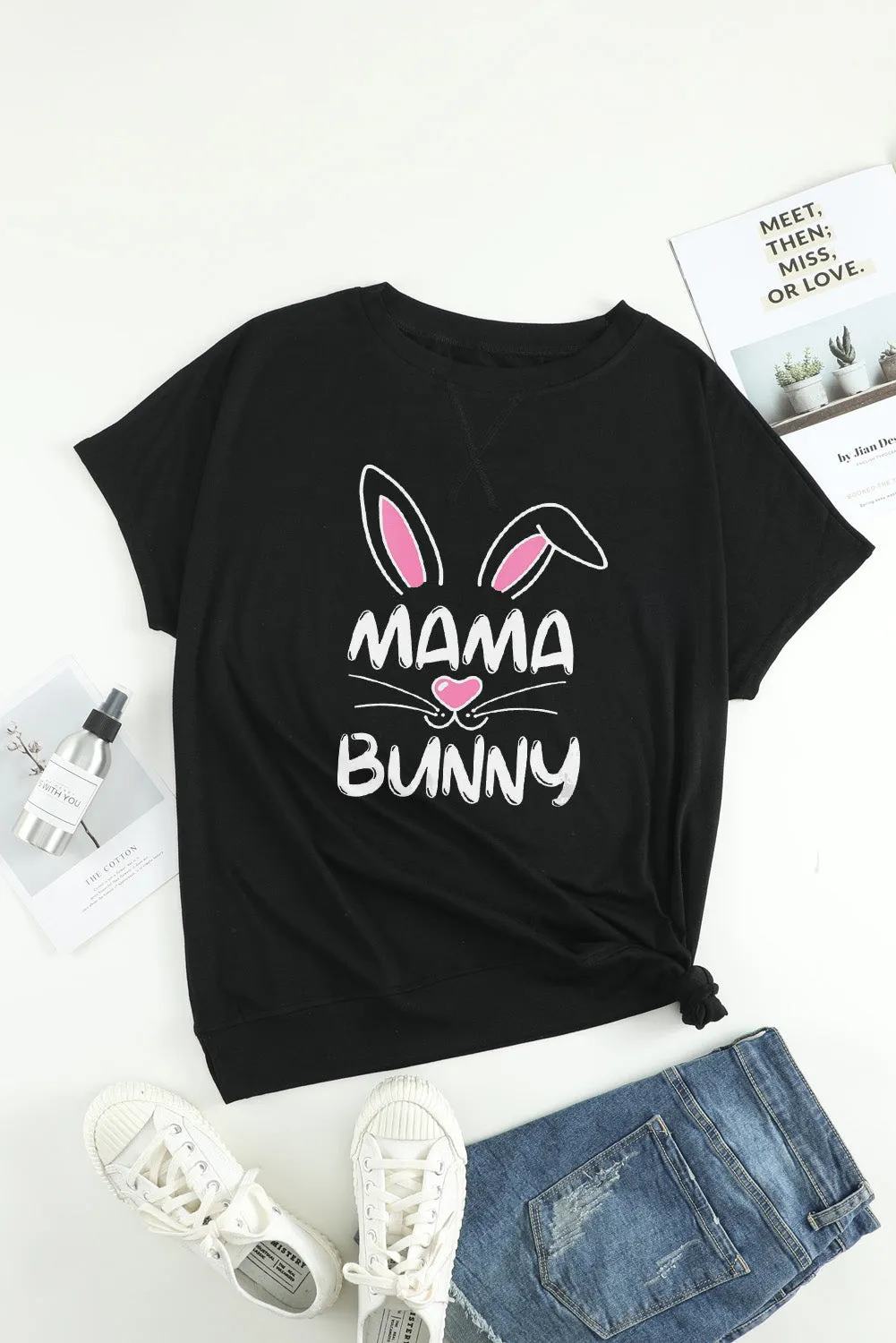 Round Neck Short Sleeve Solid Color Tee