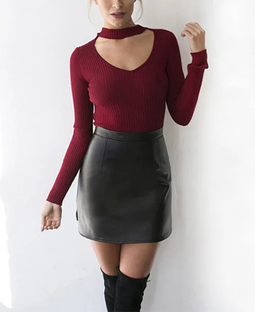 Sexy Autumn Winter Casual Fashion V-Neck Long Sleeve Knit Knitwear Sweater Women Top S-XL