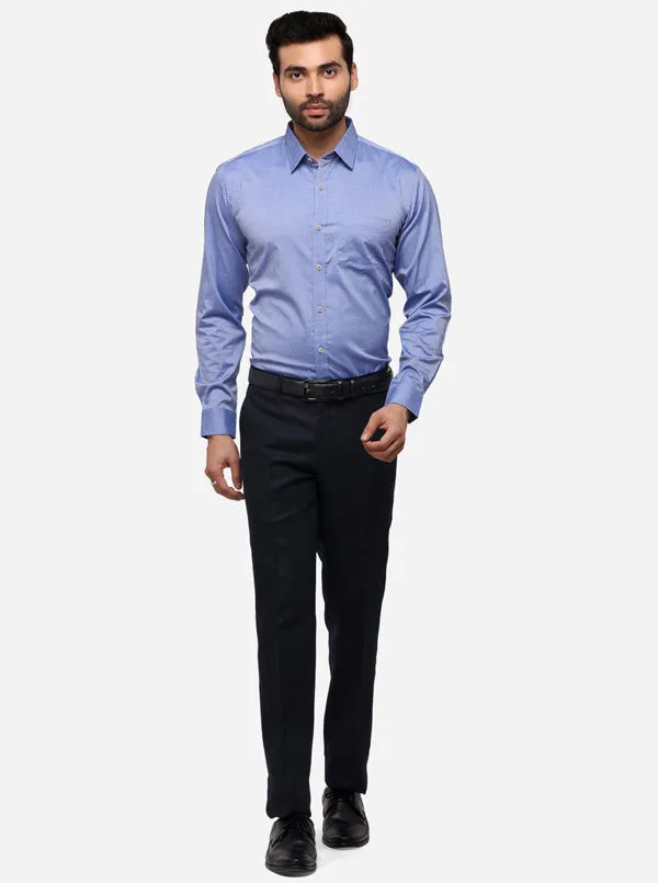 Sky Blue Tailored Fit Solid Casual Shirt | JadeBlue