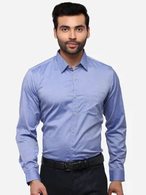 Sky Blue Tailored Fit Solid Casual Shirt | JadeBlue