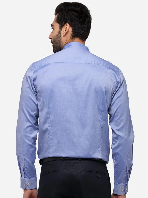 Sky Blue Tailored Fit Solid Casual Shirt | JadeBlue